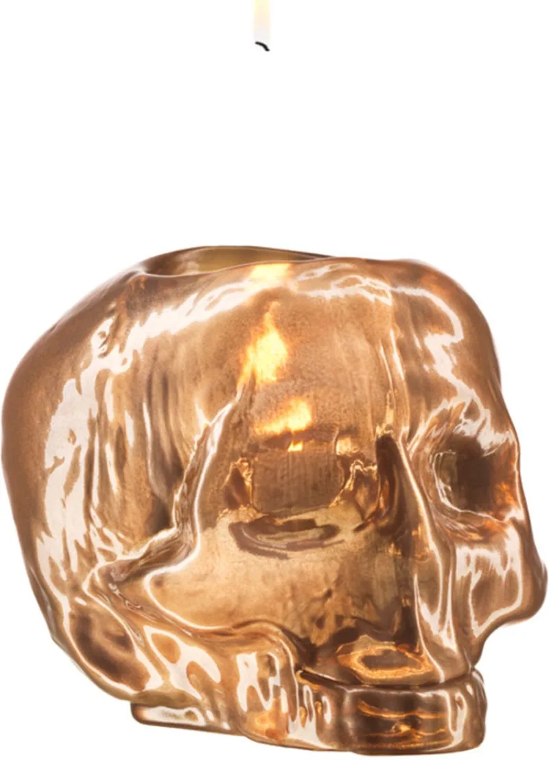 Still Life Waxinehouder schedel metallic - 115mm by Kosta Boda in Koper – product photo