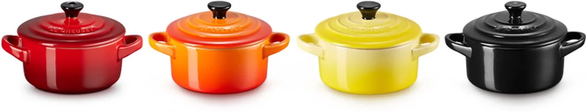 Aardewerken mini braadpannetjes set van 4 stuk Fire & Flame von Le Creuset – Produktfoto