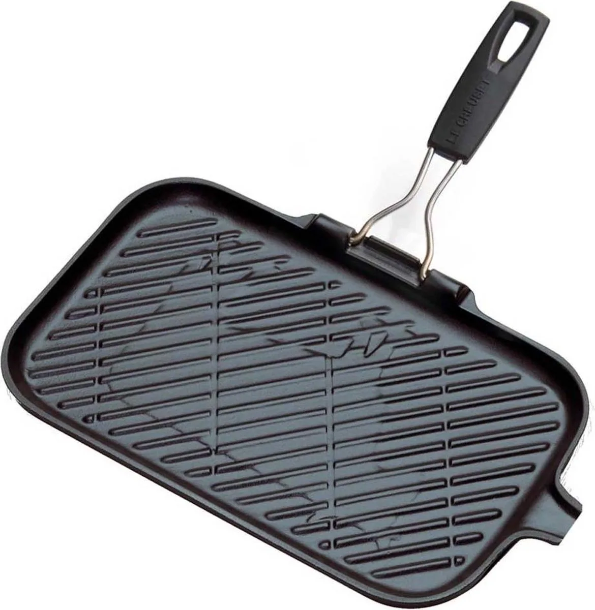 Grillplaat Rechthoekig/ Inklapbare Greep Rechthoekig 36 × 20 cm von Le Creuset in Schwarz – Produktfoto