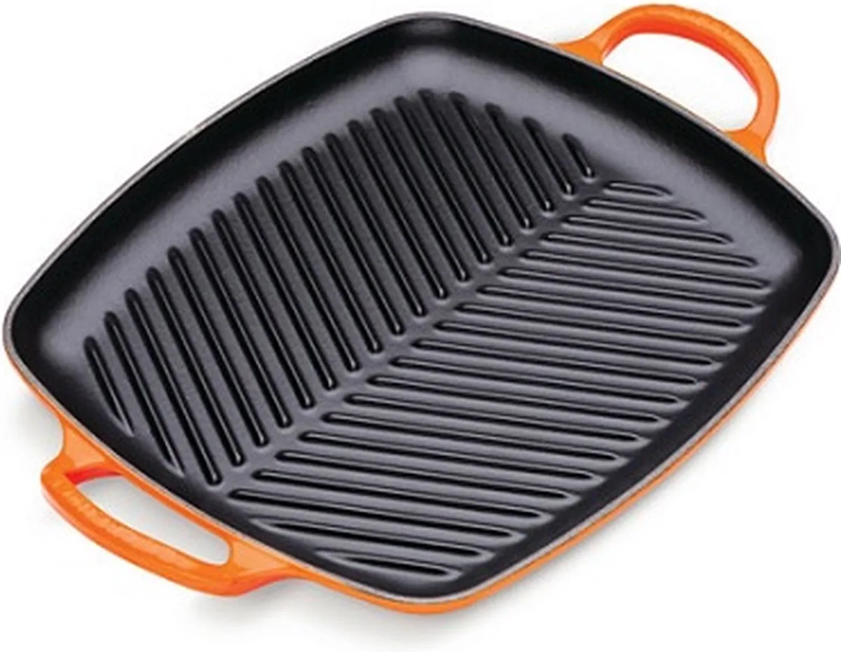 Grillplaat Signature - 30 x 27 cm - Geëmailleerd Gietijzer - Geschikt voor Alle Warmtebronnen, inclusief Inductie en Oven - Vaatwasserbestendig - Levenslange Garantie de Le Creuset en Oranjerood – photo du produit