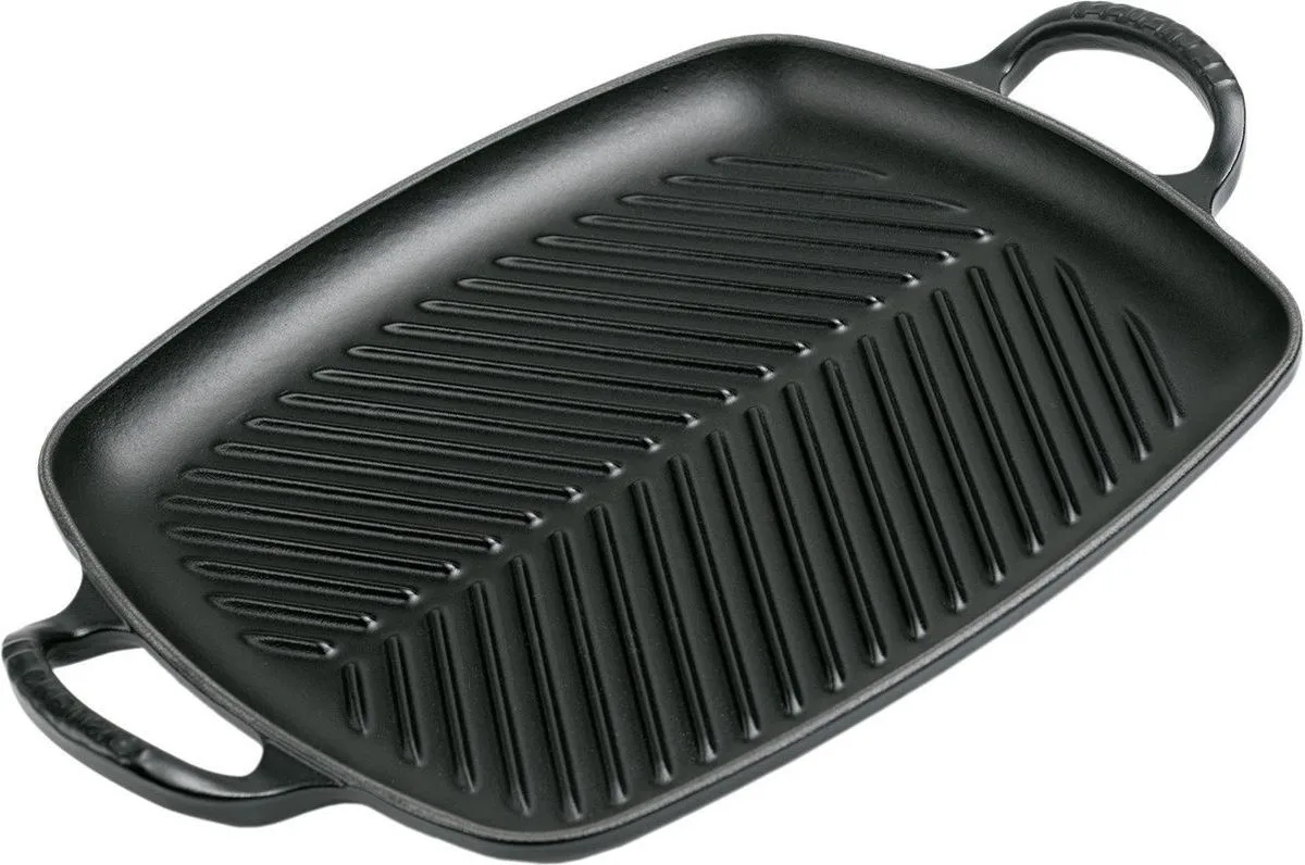 Grillplaat Signature - 30 x 27 cm - Geëmailleerd Gietijzer - Geschikt voor Alle Warmtebronnen, inclusief Inductie en Oven - Vaatwasserbestendig - Levenslange Garantie de Le Creuset en Mat Zwart – photo du produit