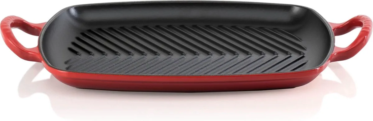 Grillplaat Signature - 30 x 27 cm - Geëmailleerd Gietijzer - Geschikt voor Alle Warmtebronnen, inclusief Inductie en Oven - Vaatwasserbestendig - Levenslange Garantie de Le Creuset en Kersenrood – photo du produit