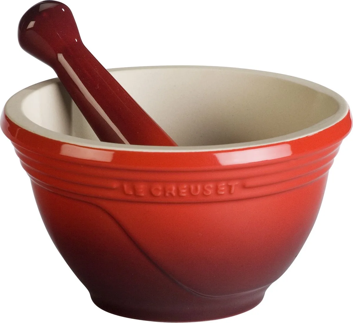Vijzel met Stamper Kersenrood ø 12 cm fra Le Creuset i Rød – produktbillede