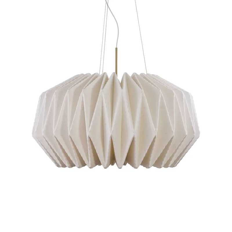 Hängeleuchte Softly Pleated I, Ø 94 cm, weiß, Filz by Le Klint in White, Brass – product photo