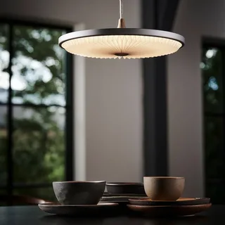 Soleil Hängelampe, hellgrau, Ø 35 cm, Papier van Le Klint in Lichtgrijs, Wit, Holzhell – productfoto 1 van 5