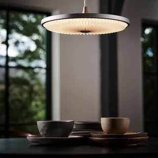 Soleil Hängelampe, hellgrau, Ø 50 cm, Papier van Le Klint in Lichtgrijs, Wit, Holzhell – productfoto 1 van 5
