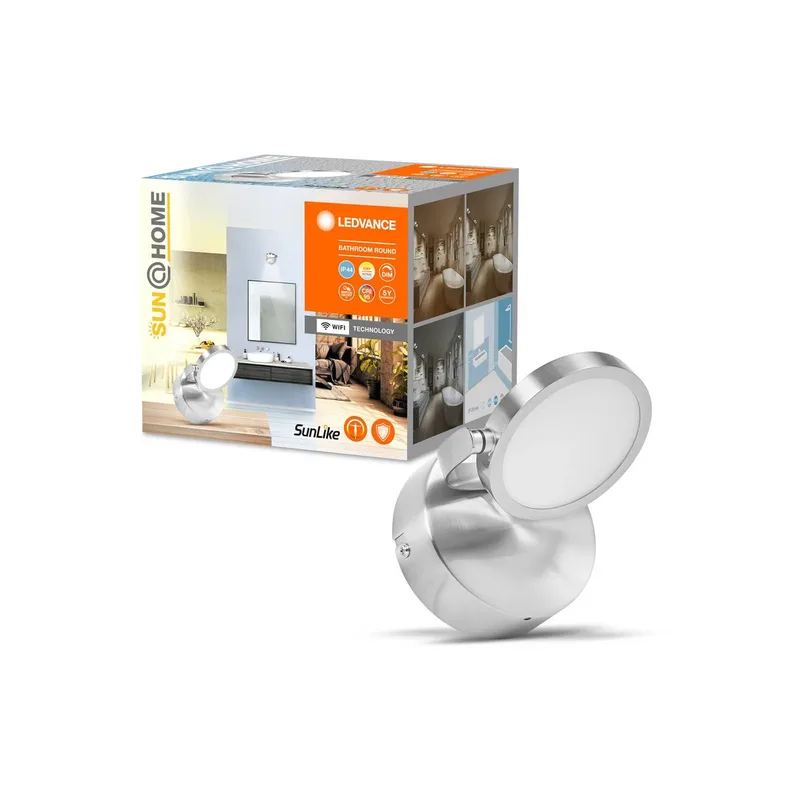 LEDVANCE SUN@Home Bathroom LED wandspot 1-lamp van LEDVANCE SMART+ in Geborsteld zilver – productfoto