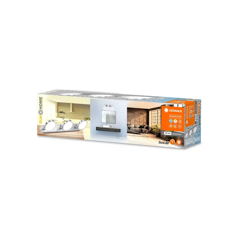LEDVANCE SUN@Home Bathroom LED wandspot 3-lamps by LEDVANCE SMART+ in Geborsteld zilver – product photo 2 of 3