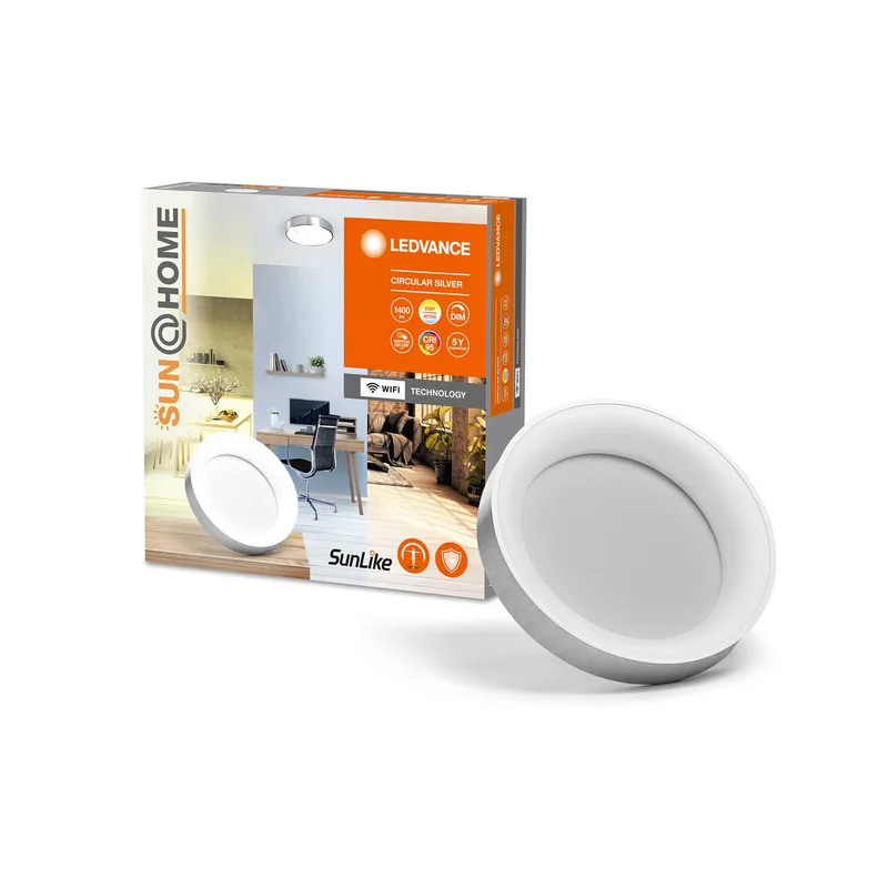 LEDVANCE SUN@Home Circulaire LED plafondlamp zilver von LEDVANCE SMART+ in Aluminium, Opaal – Produktfoto