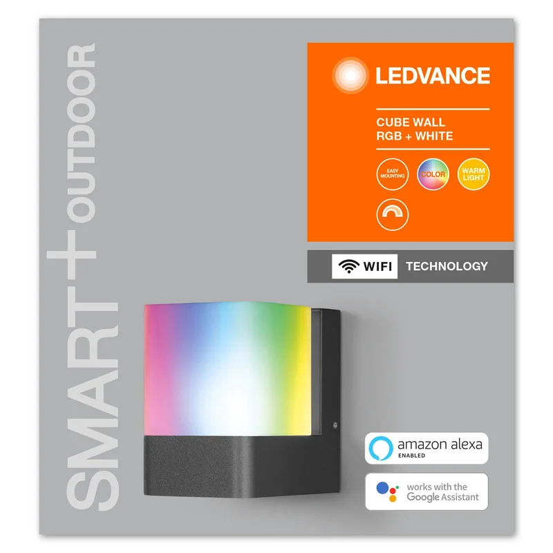 WiFi Cube LED wandlamp RGBW up by LEDVANCE SMART+ in Dark grey, Opaalwit – product photo 4 of 5