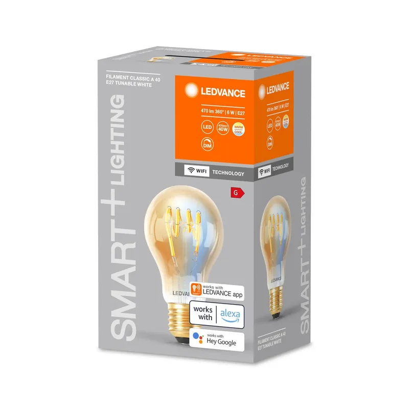 WiFi E27 6W Classic goud 822-850 de LEDVANCE SMART+ – photo du produit