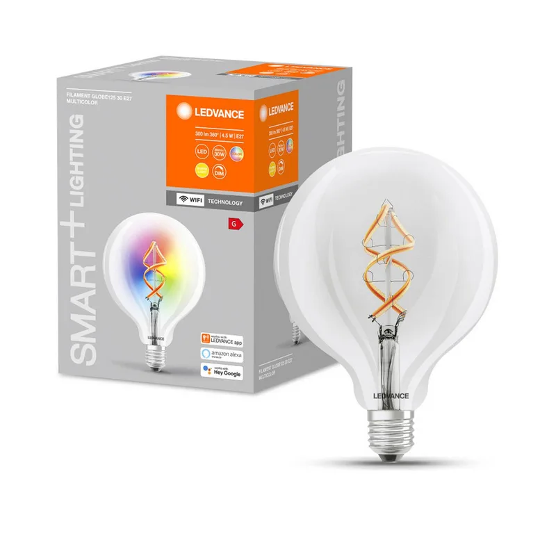 WiFi filament Globe RGBW E27 4,5W van LEDVANCE SMART+ in Transparant – productfoto