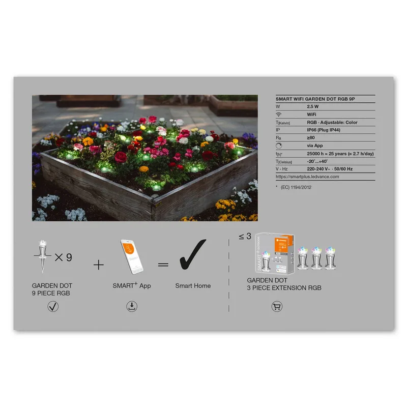 WiFi Garden Dot LED-spot 9-delt sæt fra LEDVANCE SMART+ i Duidelijk – produktbillede 4 af 4