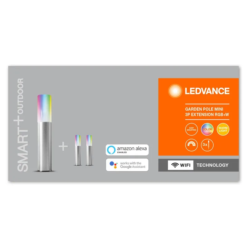 WiFi Garden Pole mini 22,7cm per 3 de LEDVANCE SMART+ en Roestvrij staal, Opaalwit – photo du produit 5 sur 5