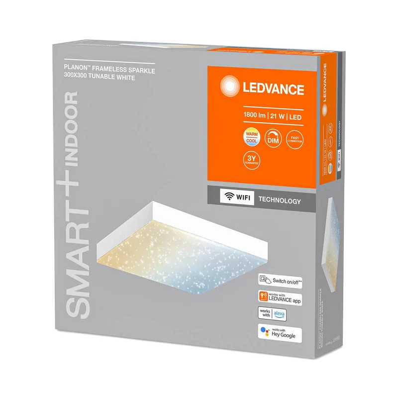 WiFi Planon FL Sparkle 30x30 cm de LEDVANCE SMART+ en Blanc – photo du produit 3 sur 5