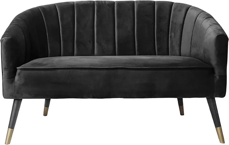 Bank Royal - Velvet - 128x71x80cm - Scandinavisch by Leitmotiv in Black – product photo