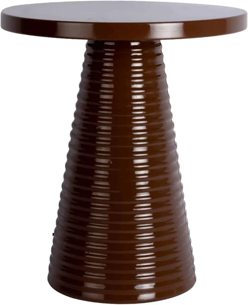 Bijzettafel Catania Ribbed - Chocoladebruin - 40x40x46cm - Scandinavisch by Leitmotiv in Brown – product photo