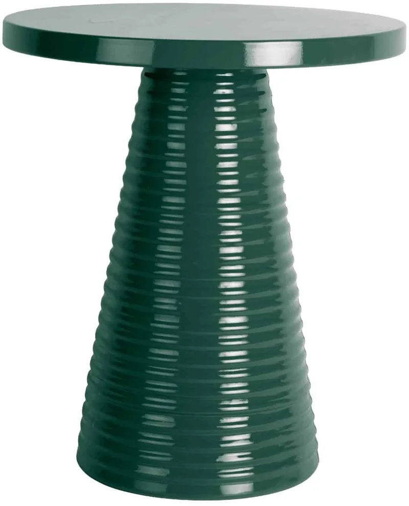 Bijzettafel Catania Ribbed - Diepgroen - 40x40x46cm - Scandinavisch by Leitmotiv in Green – product photo