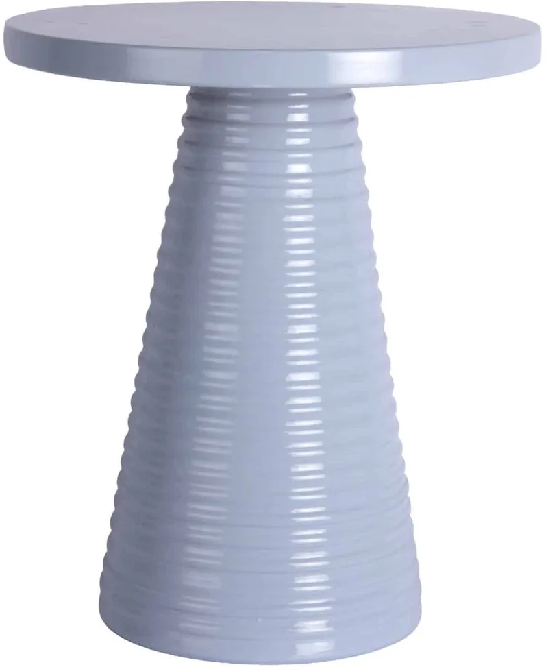 Bijzettafel Catania Ribbed - Zachtblauw - 40x40x46cm - Scandinavisch by Leitmotiv in Blue – product photo