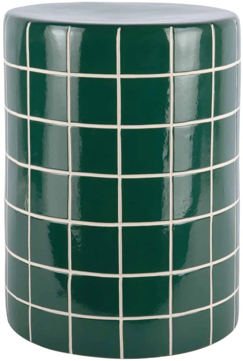 Bijzettafel Retro Tiles High - Ø33cm - Modern de Leitmotiv en Vert – photo du produit