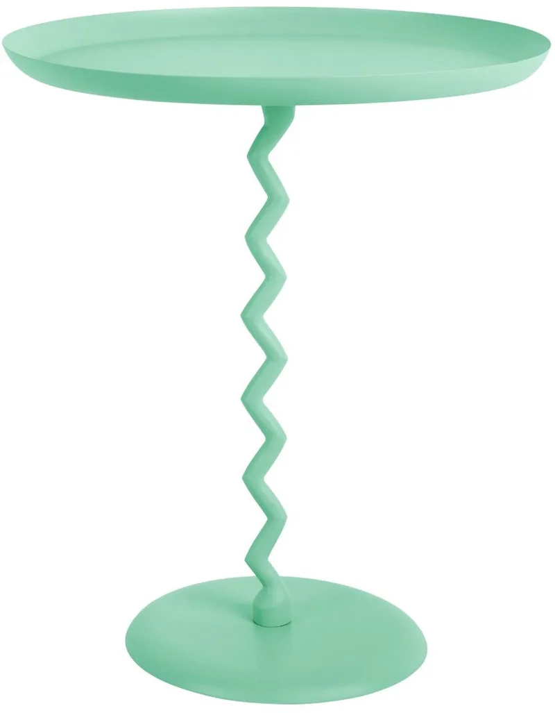 Bijzettafel Zig Zag - Turquoise - Ø44cm - Scandinavisch by Leitmotiv in Blue – product photo