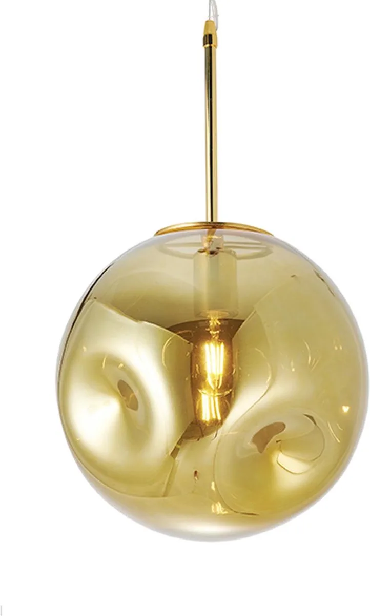 Hanglamp Blown Glass - Rond Messing - Ø30cm - Scandinavisch - Hanglampen Eetkamer, Slaapkamer, Woonkamer de Leitmotiv en Marron – photo du produit