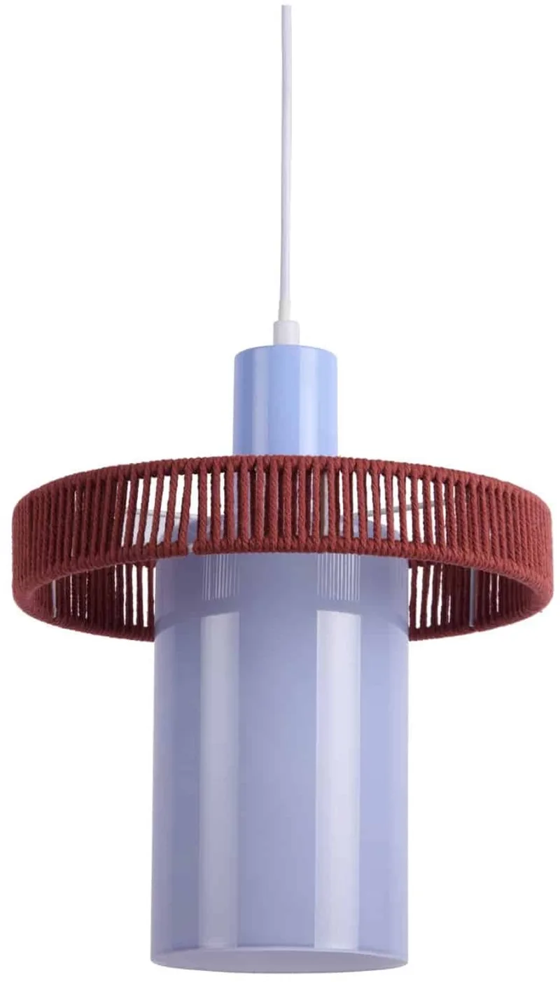 Hanglamp Firenze Long - Zachtblauw - 25x25x28cm - Scandinavisch - Hanglampen Eetkamer, Slaapkamer, Woonkamer de Leitmotiv en Bleu – photo du produit