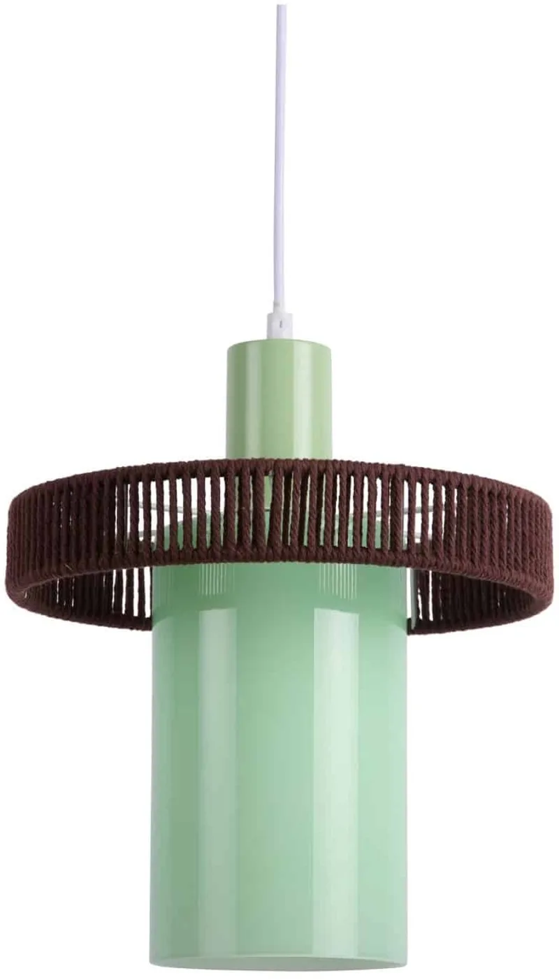Hanglamp Firenze Long - Zachtgroen - 25x25x28cm - Scandinavisch - Hanglampen Eetkamer, Slaapkamer, Woonkamer de Leitmotiv en Vert – photo du produit