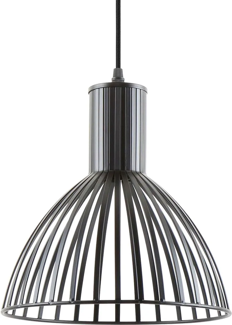Hanglamp Lignes Rond - Ø25cm - Scandinavisch,Modern - Hanglampen Eetkamer, Slaapkamer, Woonkamer von Leitmotiv in Schwarz – Produktfoto