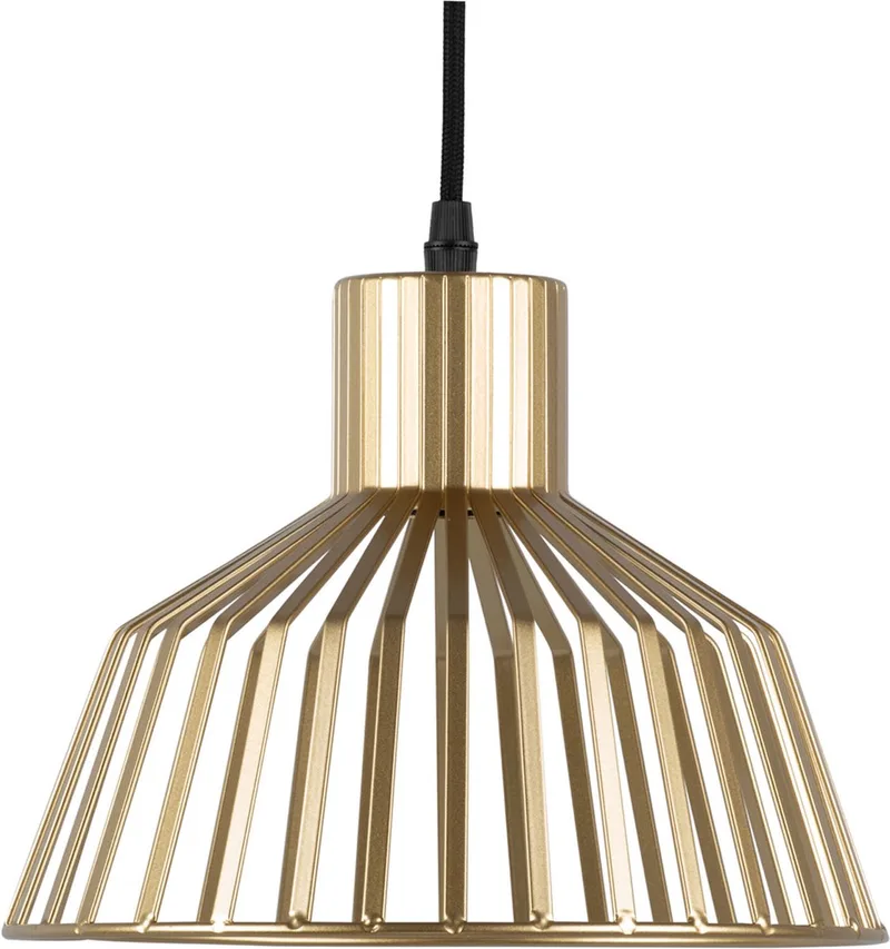 Hanglamp Lignes Wide - Ø24cm - Scandinavisch,Modern - Hanglampen Eetkamer, Slaapkamer, Woonkamer by Leitmotiv in Gold – product photo