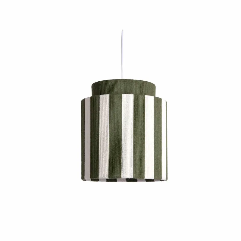 Hanglamp Vienna Stripes - 30x30x33cm - Scandinavisch - Hanglampen Eetkamer, Slaapkamer, Woonkamer van Leitmotiv in Groen – productfoto