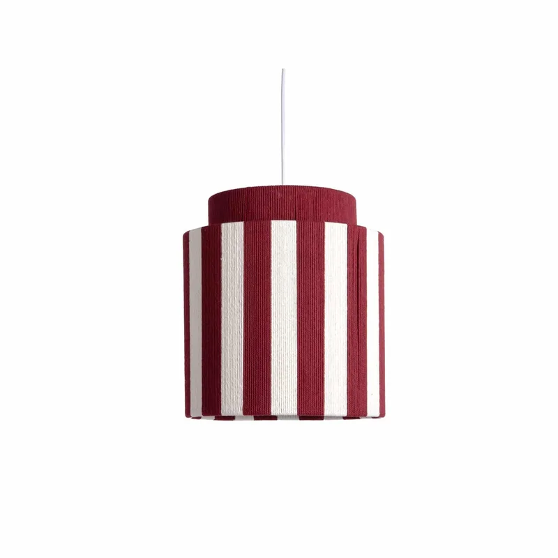 Hanglamp Vienna Stripes - Bordeauxrood - 30x30x33cm - Scandinavisch - Hanglampen Eetkamer, Slaapkamer, Woonkamer de Leitmotiv en Rouge – photo du produit