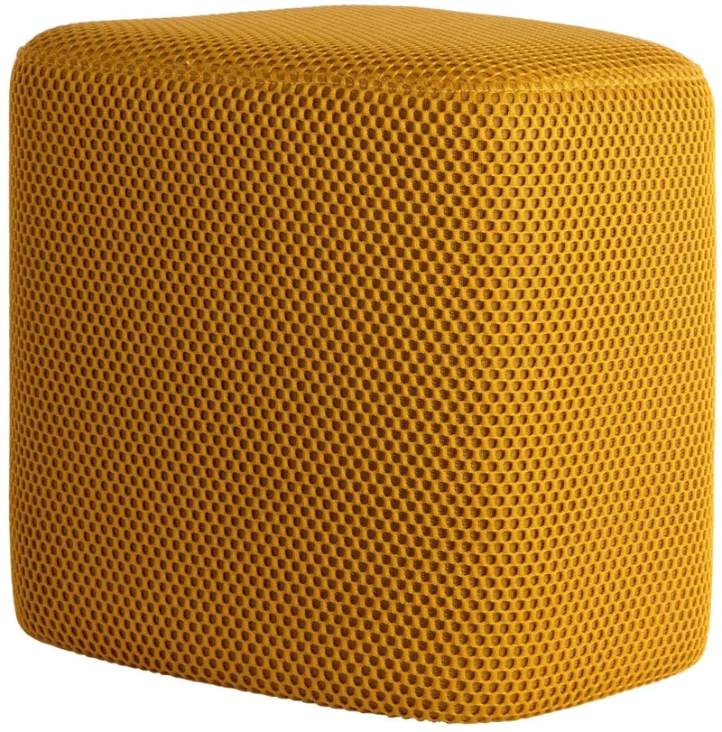 Poef Retro Mesh - Heldergeel - 36x36x36cm - Modern by Leitmotiv in Yellow – product photo