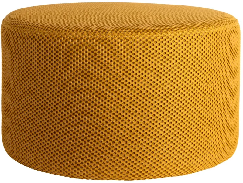 Poef Retro Mesh - Heldergeel - Ø50cm - Modern by Leitmotiv in Yellow – product photo