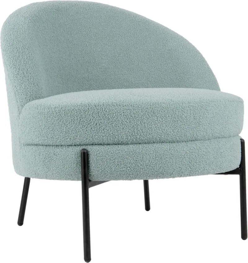 Stoel Noble Teddy Curl - 75x73x73cm - Modern från Leitmotiv i Blå – produktbild