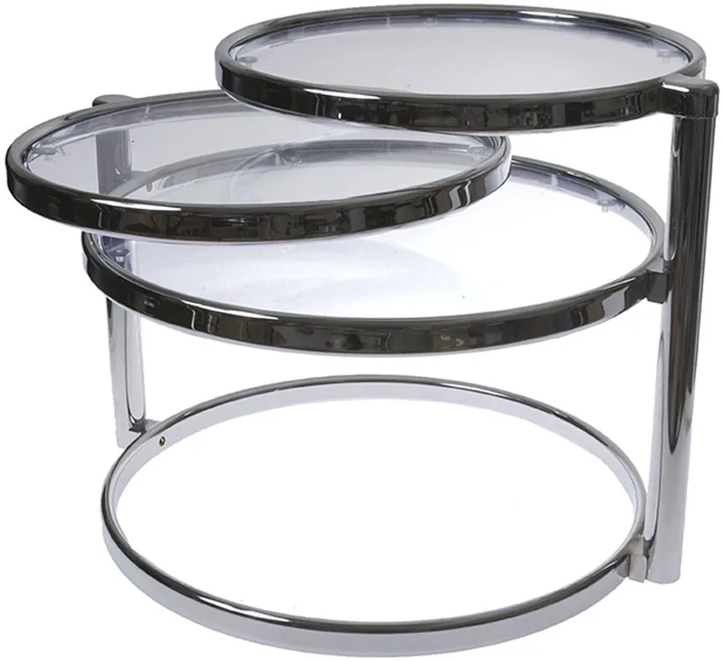Tafel Swivel Double - Glas met Staal, Chroom - 48x58x50cm - Scandinavisch by Leitmotiv in Silver – product photo