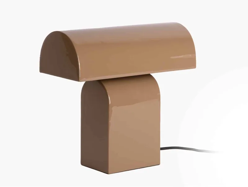 Tafellamp Cadiz Disc - Mokkabruin - 15x32x30cm - Scandinavisch de Leitmotiv en Marron – photo du produit