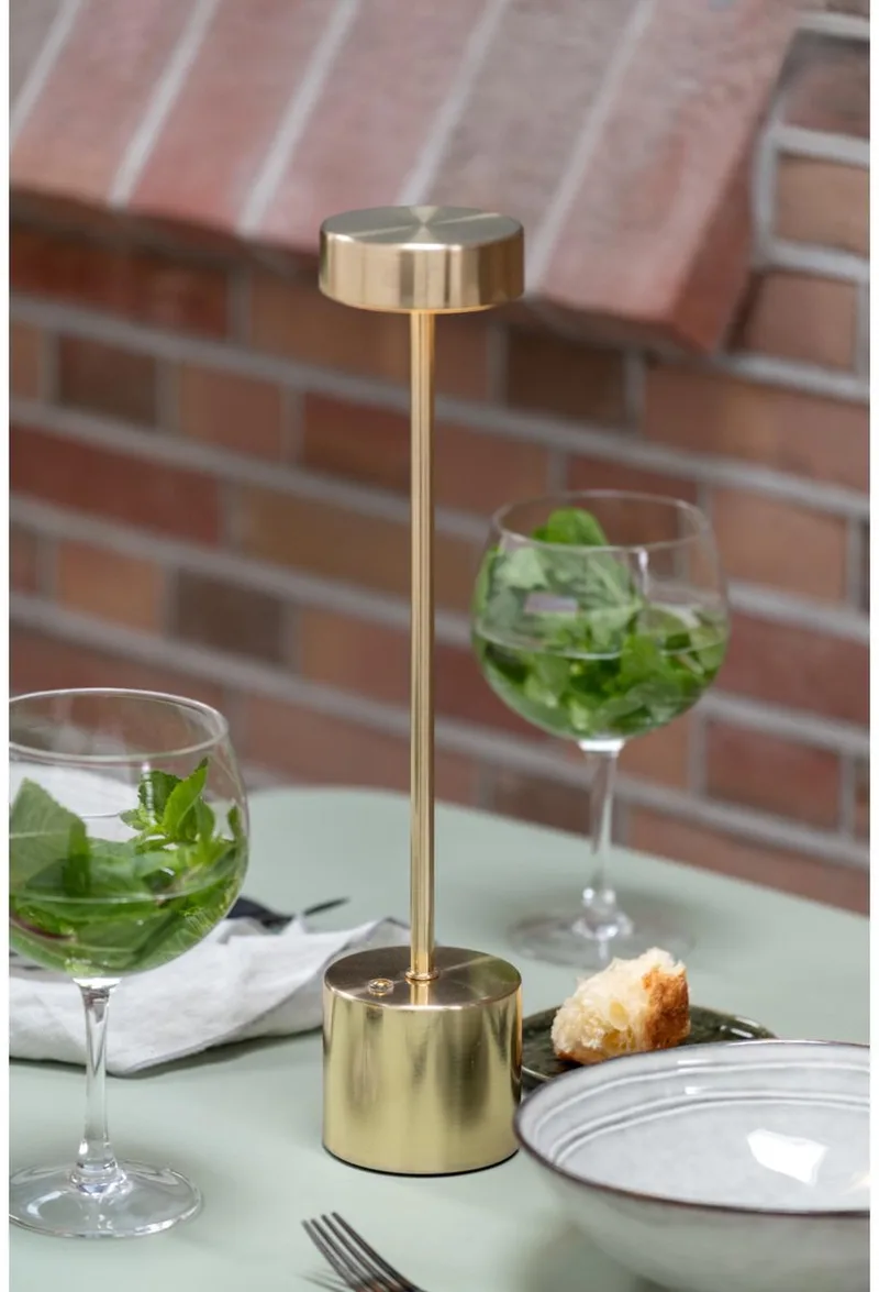 Tafellamp Ganar Led - 8x8x37.5cm - Modern fra Leitmotiv i Guld – produktbillede