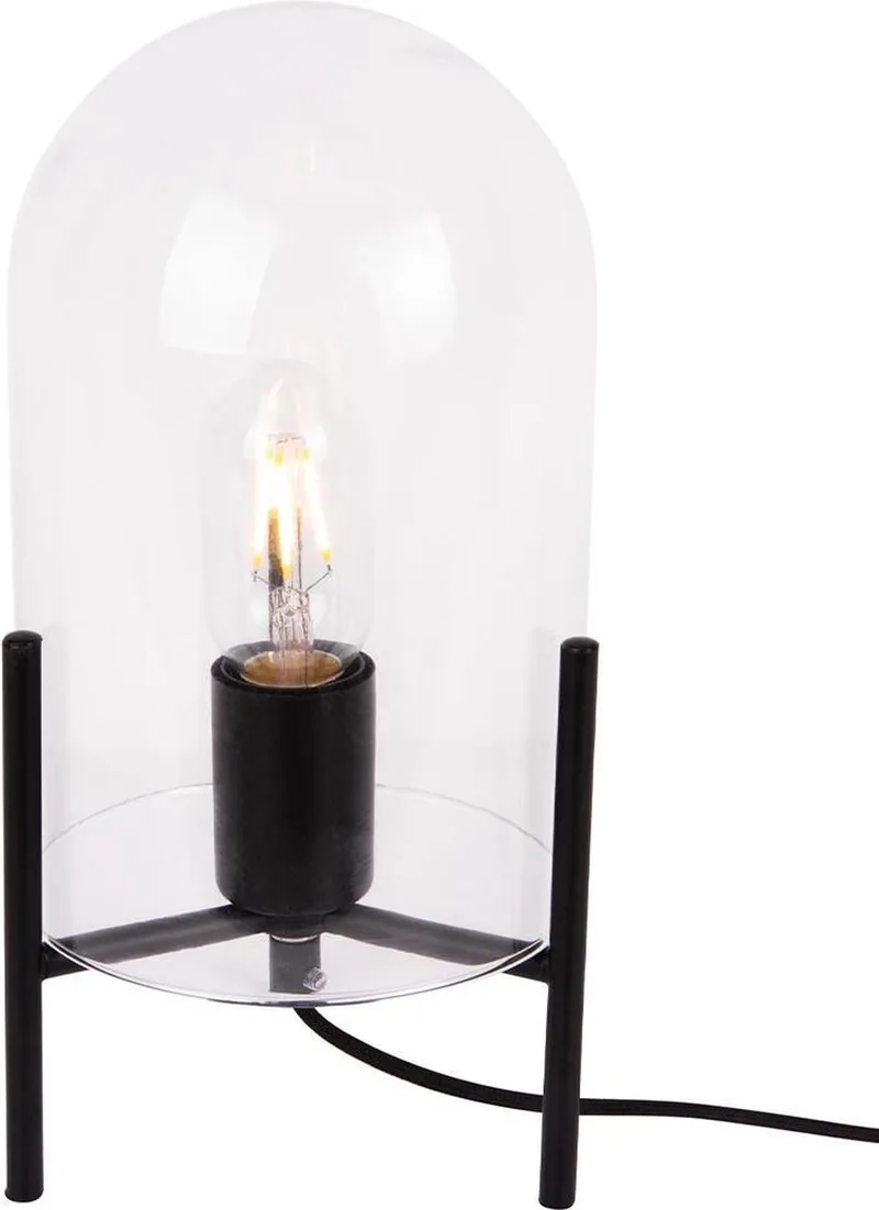 Tafellamp Glass Bell - Helder, Zwart frame - 30x16cm - Scandinavisch by Leitmotiv in Transparent – product photo