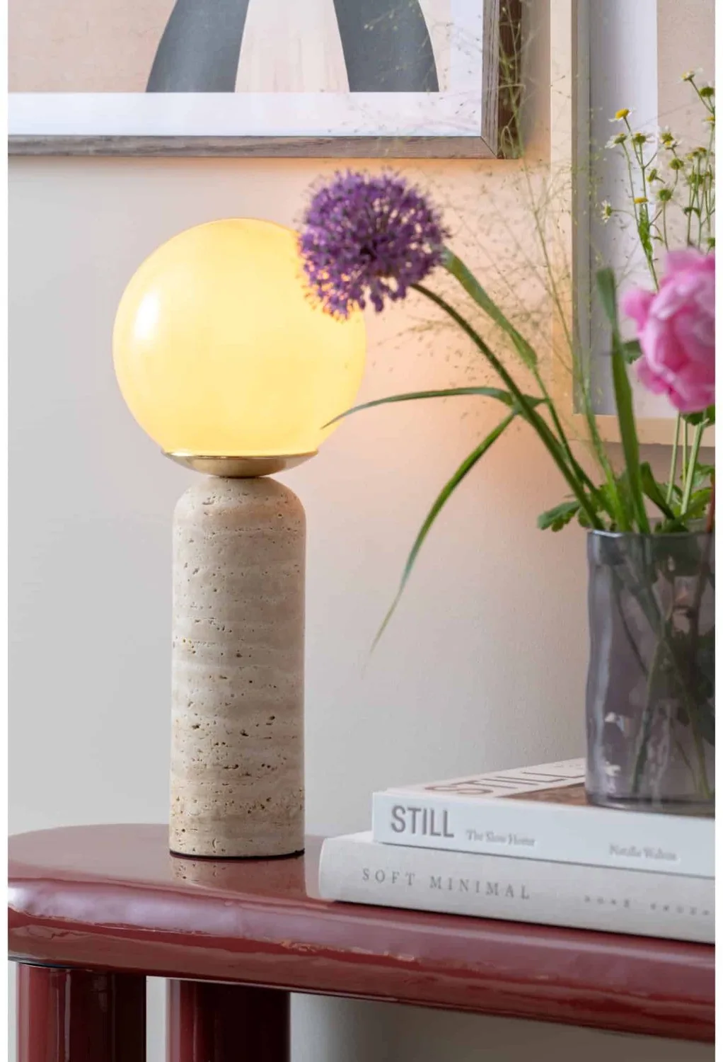Tafellamp Lazio Sphere - Crème - 15x15x38cm - Scandinavisch van Leitmotiv in Beige – productfoto