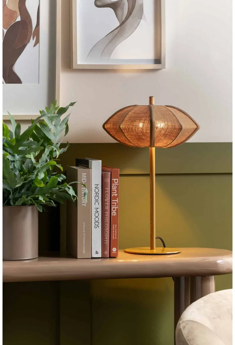 Tafellamp Paris Disc - Donker kaki - 34x34x49cm - Scandinavisch by Leitmotiv in Green – product photo
