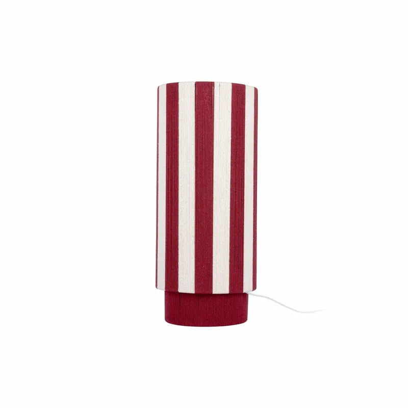 Tafellamp Vienna Stripes - Bordeauxrood - 25x25x58cm - Scandinavisch von Leitmotiv in Rot – Produktfoto 1 von 2