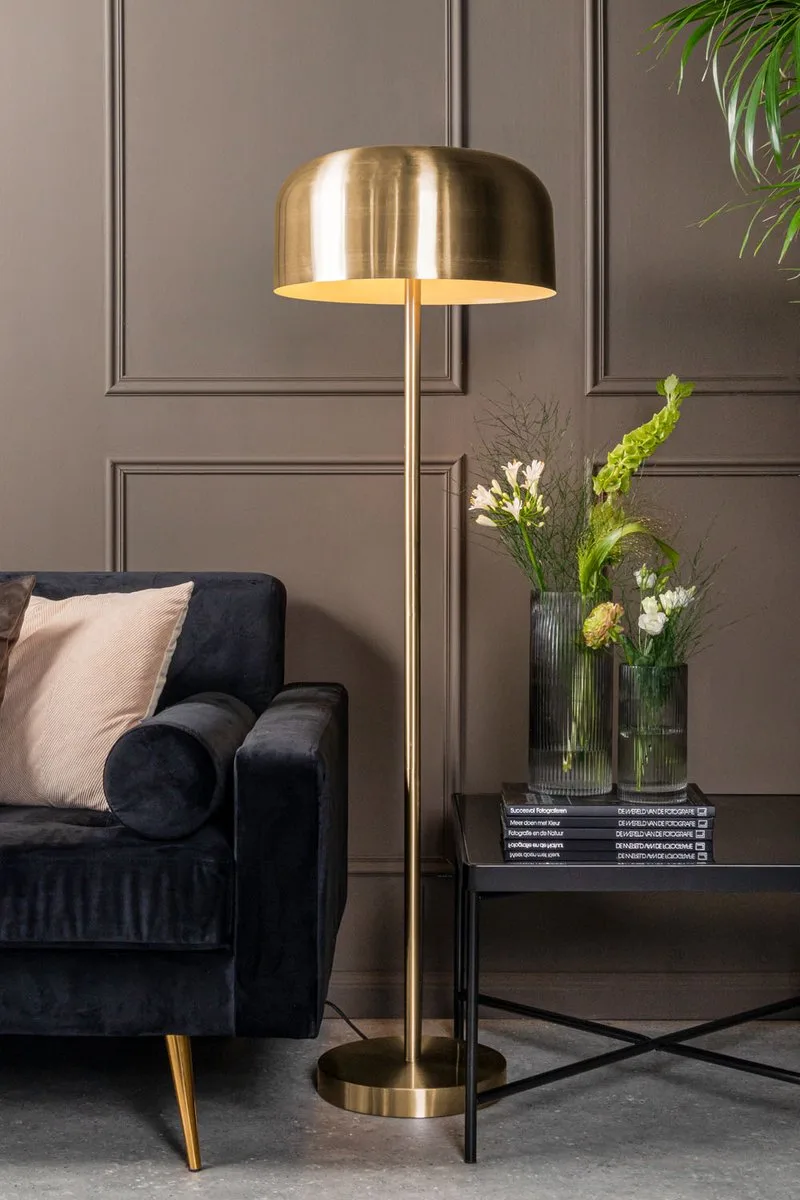 Vloerlamp Capa - Metaal Mat Geborsteld - Ø42x150cm - Modern - Staande lampen voor Woonkamer - Slaapkamer från Leitmotiv i Guld – produktbild