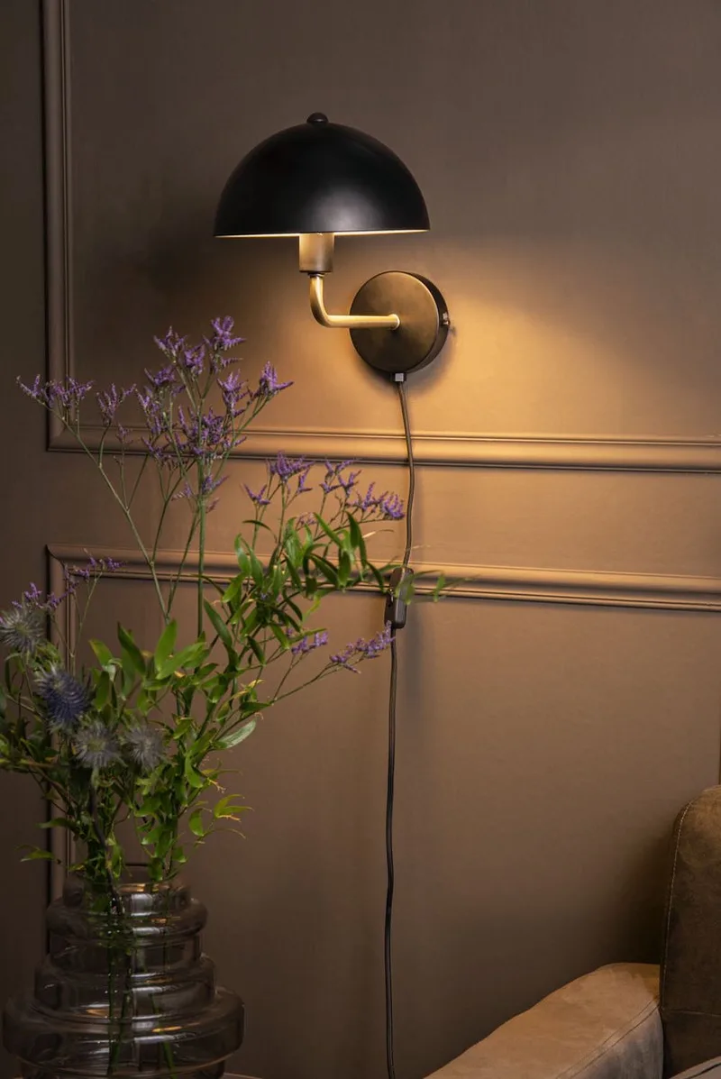 Wandlamp Bonnet - Metaal Mat - Ø20x18cm - Binnen Modern de Leitmotiv en Noir – photo du produit