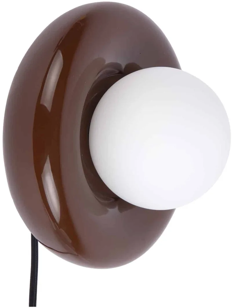 Wandlamp Catania Ring - Chocoladebruin - 17x19x19cm - Binnen Scandinavisch by Leitmotiv in Brown – product photo