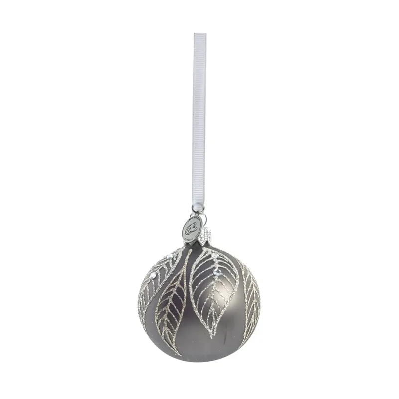 Cadelia Weihnachtskugel Ø6cm Dunkelgrau, Blatt by Lene Bjerre – product photo