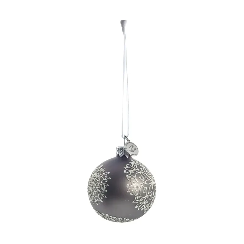 Cadelia Weihnachtskugel Ø6cm Dunkelgrau, Schneeflocke fra Lene Bjerre – produktbillede