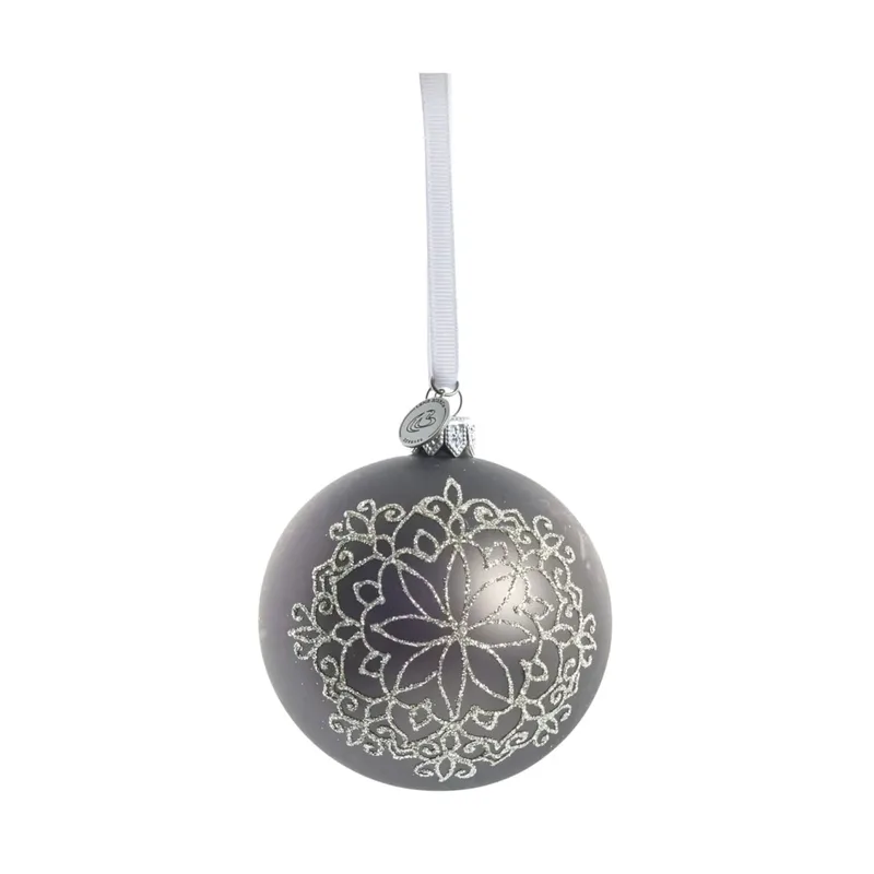 Cadelia Weihnachtskugel Ø8cm Dunkelgrau, Schneeflocke by Lene Bjerre – product photo