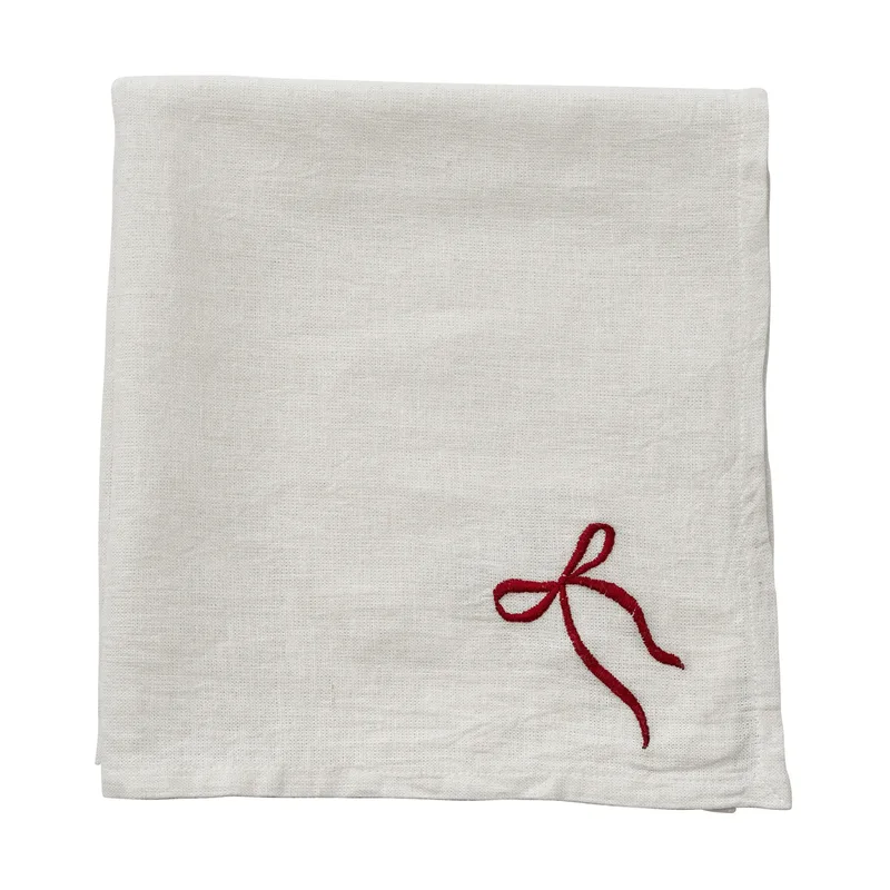 Fiola Stoffserviette Weiß-Dunkelrot, 45x45 cm by Lene Bjerre – product photo