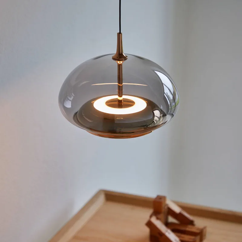 LED hanglamp Avalon roségoud/grijs Ø 20 cm glas by LOOM DESIGN in Roségoud, Rookgrijs-transparant – product photo